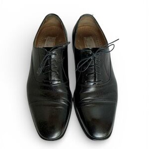 Massimo Emporio Mens 8 M Black Leather Cap Toe Oxford Dress shoes Lace Up